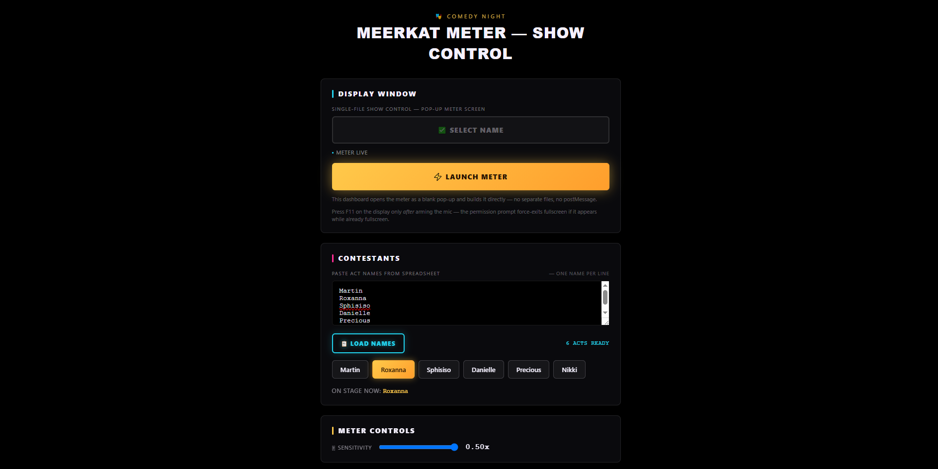 Meerkat Meter — Full Interface