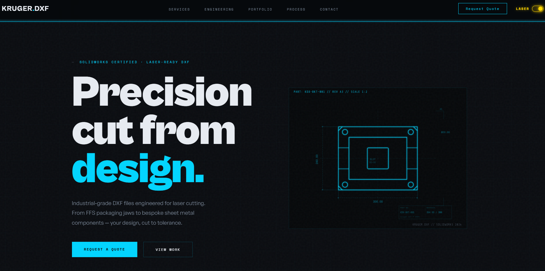 Kruger DXF website screenshot