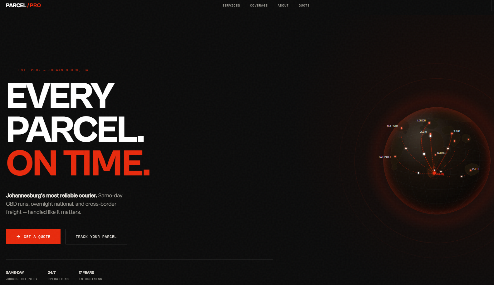Parcel Pro website screenshot